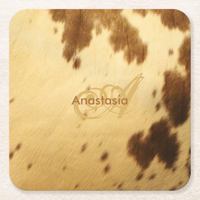 Tryck för päls för beställnings- chic beigebrunt underlägg papper kvadrat (Framsidan)