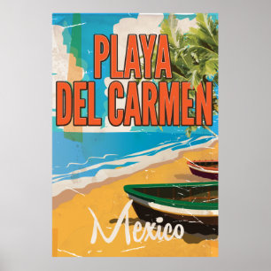 Tryck för Playa del Carmen vintage resoraffisch