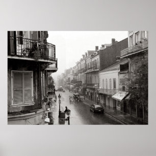 Tryck för Rainswept kungligt gataNew Orleans konst