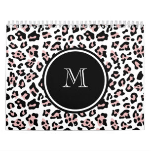 Tryck för svart Leopard för rosor djurt med Kalender