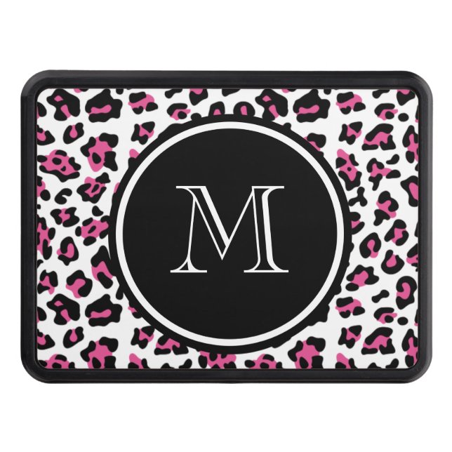 Tryck för svart Leopard för shock rosa djurt med Dragkroksskydd (Framsidan)