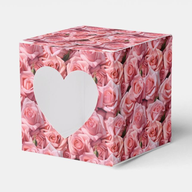 Tryck med rosa rosor festlåda för godsaker presentaskar (Framsidan Sidan)