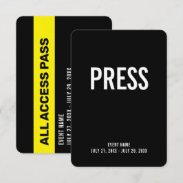 Tryck på All Access Pass Händelse-ID-märke 3,5" x Inbjudningar