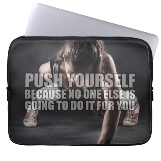 Tryck på dig själv - Workout Motivational Laptop Sleeve (Framsidan)