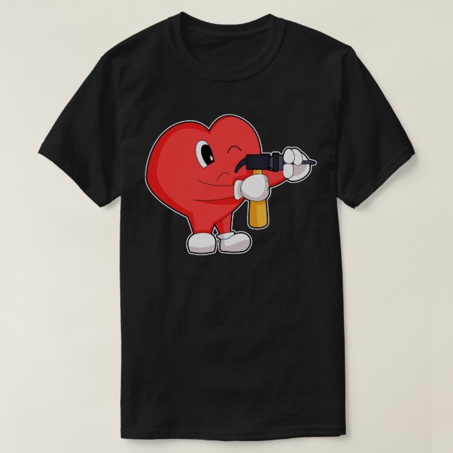 Tryck på Heart Handyman Drick T Shirt (Design framsida)