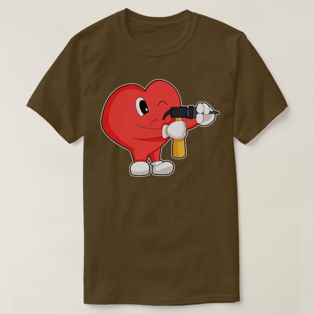 Tryck på Heart Handyman Drick T Shirt (Design framsida)