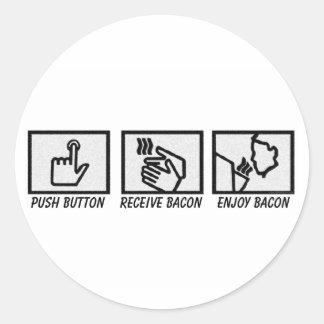 Tryck på knapp Bacon Runt Klistermärke