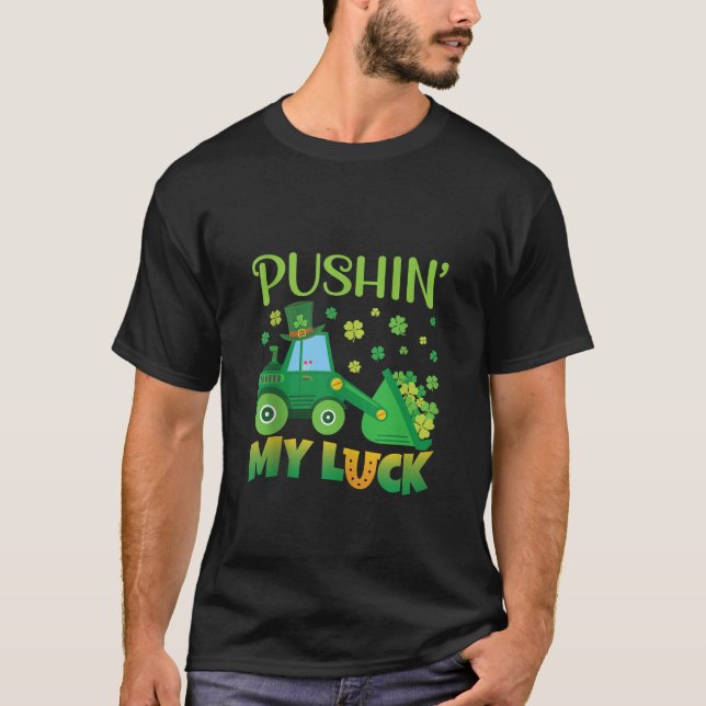 Tryck på min Tur-traktor Lastbil St patricks day T T Shirt (Framsida)