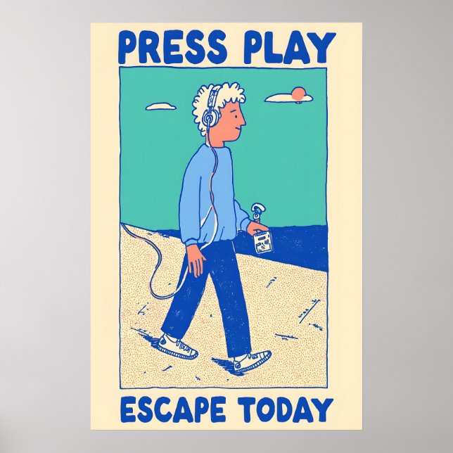 Tryck på spelplanschen Retro Walkman Art Print – M (Framsidan)