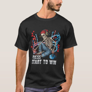 Tryck på Start to Win Skeleton Gamer T-Shirt Fun