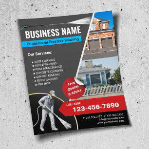 Tryck på Tvättande hus Städning strömbrytare Flygblad