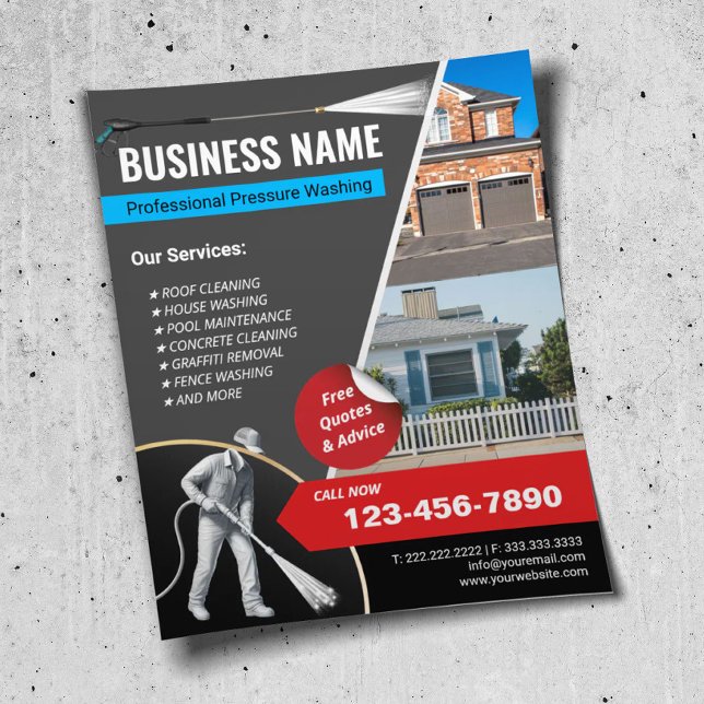 Tryck på Tvättande hus Städning strömbrytare Flygblad (Skapare uppladdad)