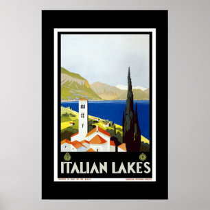 Tryck Retro Vintage Bild Resa Italienska Sjön