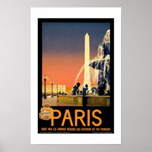 Tryck Retro Vintage Bild Resa Paris Frankrike