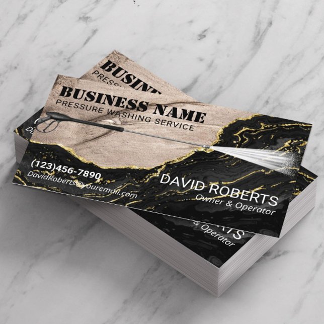 Tryck som Tvättar Guld Agate Marble Städning Visitkort (Skapare uppladdad)
