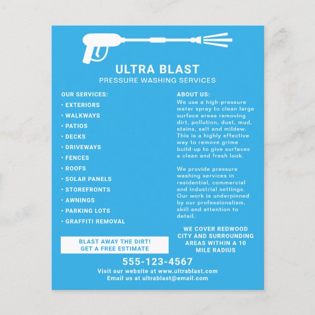 Tryck som Tvättar Vatten Spray Gun Teal Flygblad (Framsidan)