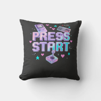 Tryck Start Y2K Retro Gaming Arkad Chrome 90s Spel Kudde