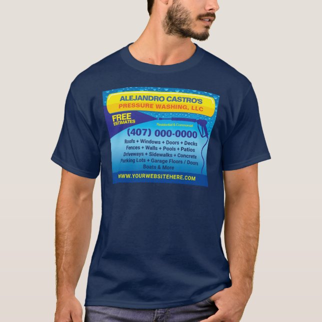 Tryck (ström) Tvätta och Städning mall T Shirt (Framsida)