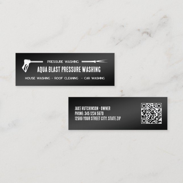💧 tryck Tvättande Anpassningsbar QR Mini Visitkort (Fram/baksida)