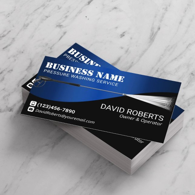 Tryck Tvättande effekt Tvätta Städning blå Metall Visitkort (Skapare uppladdad)