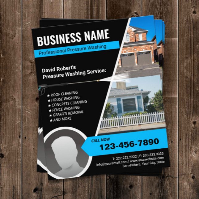 Tryck Tvättande ström Tvätta Pro-hus Städning Flygblad (Skapare uppladdad)