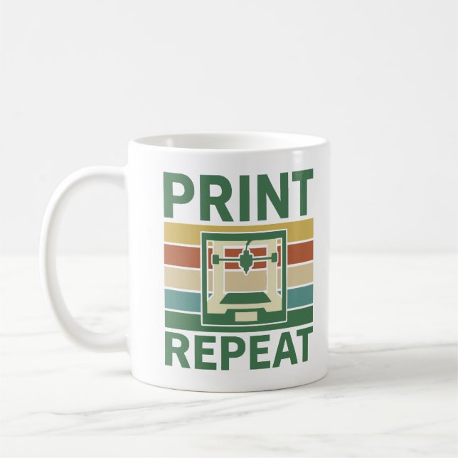 Tryck Upprepa Retro 3D-skrivare Grafisk T-shirt Kaffemugg (Vänster)