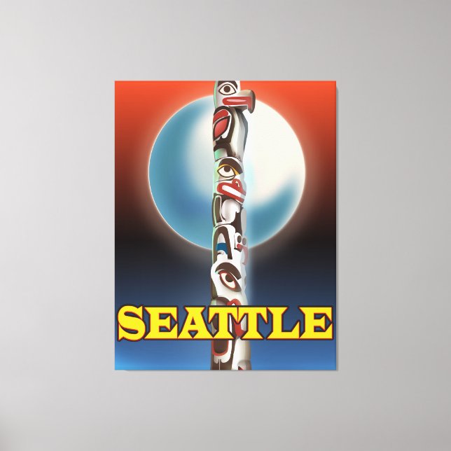 Tryckaffisch för Seattle Totem-poströst Canvastryck (Framsida)