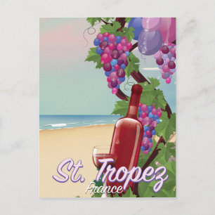 Tryckaffisch för tropez Frankrike vin Vykort
