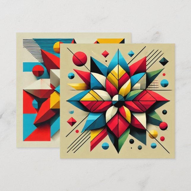 Tryckbar Abstrakt, pop Art Poinsettia-skrapbok Inbjudningar (Fram/baksida)