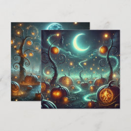 Tryckbar automatisk whimsigoth Pumpkins-skrapbok Inbjudningar