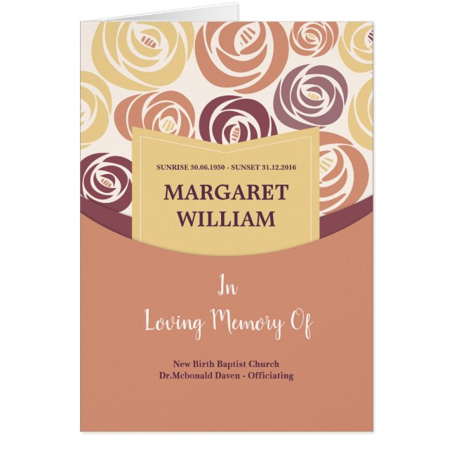 Tryckbar begravnings- programmall hälsningskort (Framsidan)