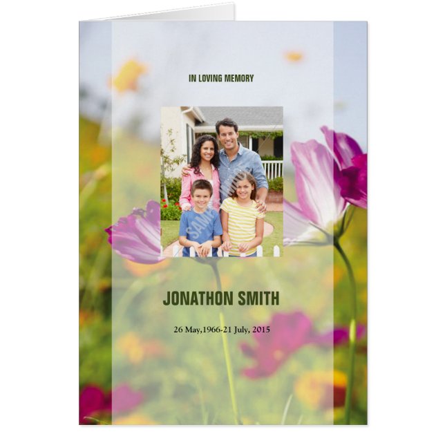 Tryckbar begravnings- programmall hälsningskort (Framsidan)