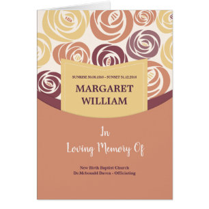 Tryckbar begravnings- programmall hälsningskort