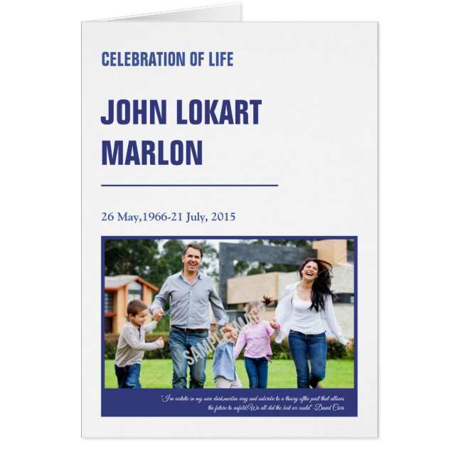 Tryckbar begravnings- programmall hälsningskort (Framsidan)