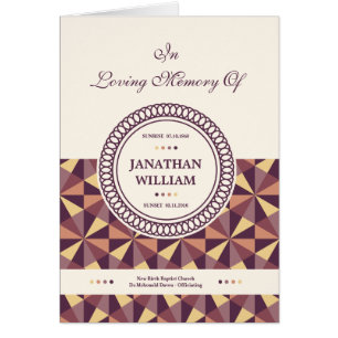 Tryckbar begravnings- programmall hälsningskort