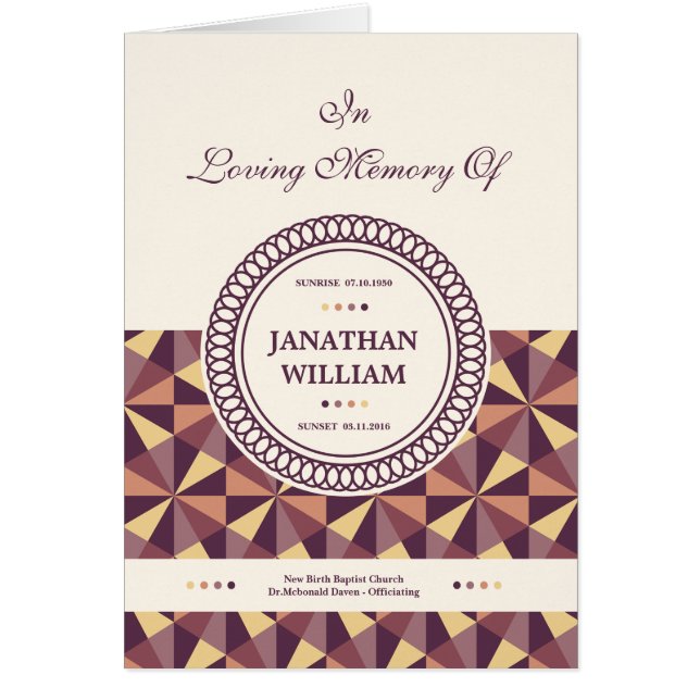 Tryckbar begravnings- programmall hälsningskort (Framsidan)