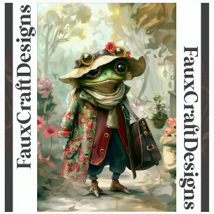 Tryckbar Cute Whimsical Fantasy Anthro Frog 125 Poster