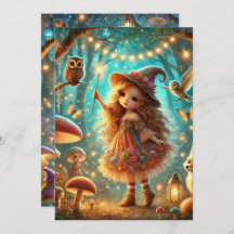 Tryckbar Cute Whimsical Witch Magic Forest