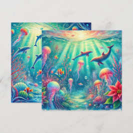 Tryckbar djuphavsgående Poinsettia-skrapbok Inbjudningar