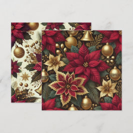 Tryckbar Elegant Burgundy Poinsettia-skrapbok Inbjudningar