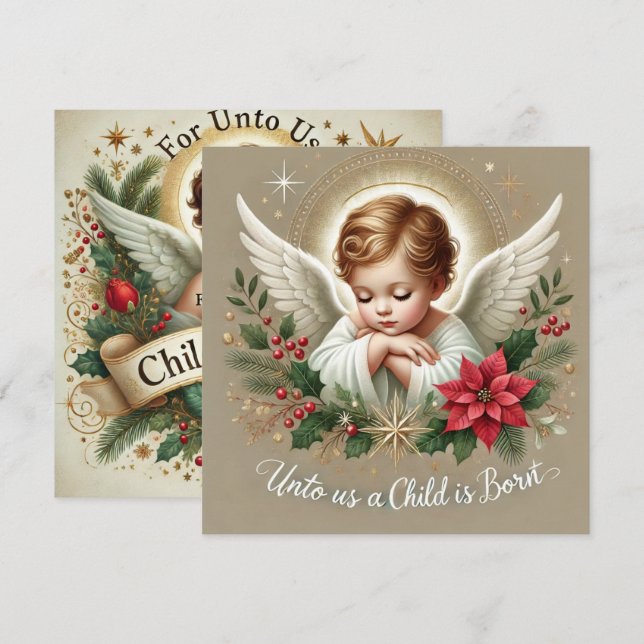 Tryckbar Festive Baby Jesus Bible Verse Scrapbook Inbjudningar (Fram/baksida)