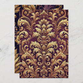 Tryckbar Lila och Guld Victorian Damask-mönster Inbjudningar