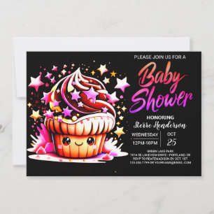 Tryckbar liten muffin Girl Baby Shower Inbjudningar
