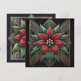 Tryckbar Retro Art Deco Poinsettia-skrapbok Inbjudningar