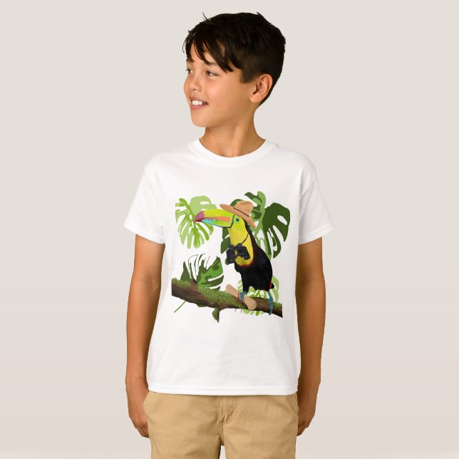 Tryckbar Roligt Toucan Jungle Explorer T Shirt (Hel framsida)
