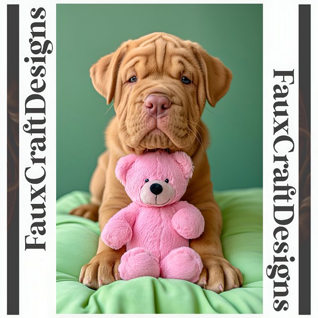 Tryckbar Shar-pei Cute Pet Hund & Rosa Teddy 129 Poster (Skapare uppladdad)