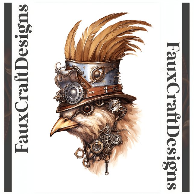 Tryckbar Steampunk Cute Crazy Chicken 113 Poster (Skapare uppladdad)