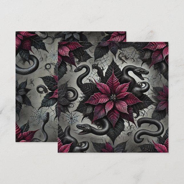 Tryckbar venomös poinsettia Blooms Scrapbook Inbjudningar (Fram/baksida)