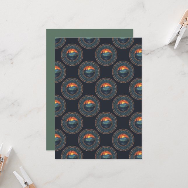 Tryckbar Vintage Wilderness Polka Dot Mandala Inbjudningar (Fram/Back In Situ)
