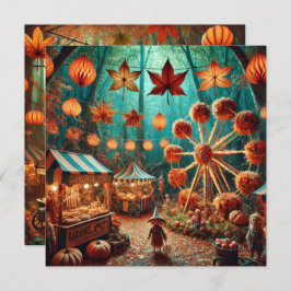 Tryckbar Whimsial Carnival-avtrycksbok för höst Inbjudningar